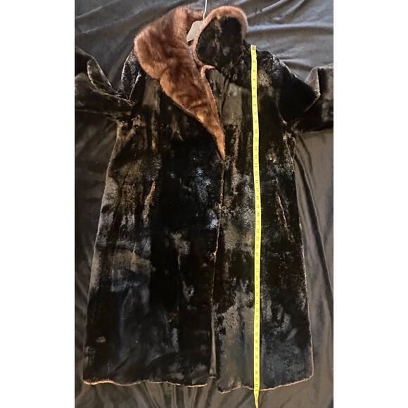 Michael’s Furs Lynn Mass Black Mink Fur Coat Brown collar Women's size Medium - Picture 8 of 13
